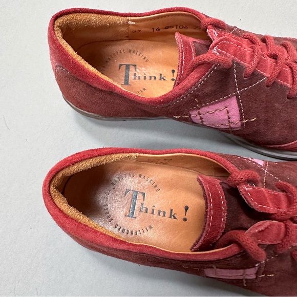 THINK! Red patchwork suede walking shoes loafers sneakers, women’s EU 37. - Picture 6 of 8